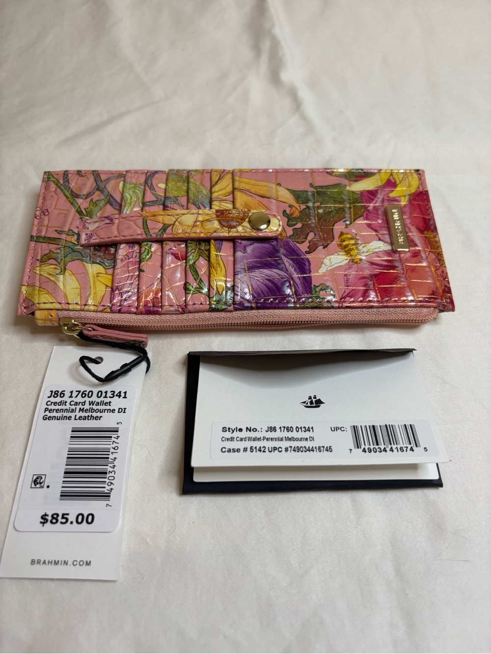 Brahmin Perennial  Floral Leather Card Wallet - Picture 2 of 5
